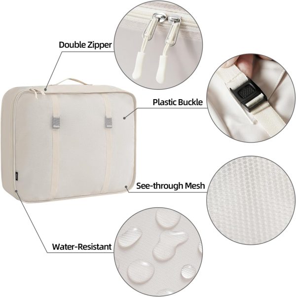 BAGAIL 10 Set Packing Cubes Various Sizes Packing Organizer for Travel Accessories Luggage Carry On Suitcase-Cream - Image 5