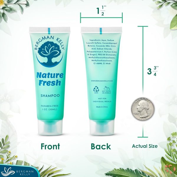 Bergman Kelly Hotel Toiletries Bundle (Nature Fresh, 1 oz each, 100 Pieces) 4-Piece Set: 25 Rectangular Bar Soap, 25 Shampoo, 25 Conditioner & 25 Body Lotion - Bulk Mini Guest Amenities - Image 4