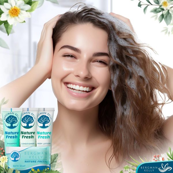 Bergman Kelly Hotel Toiletries Bundle (Nature Fresh, 1 oz each, 100 Pieces) 4-Piece Set: 25 Rectangular Bar Soap, 25 Shampoo, 25 Conditioner & 25 Body Lotion - Bulk Mini Guest Amenities - Image 5