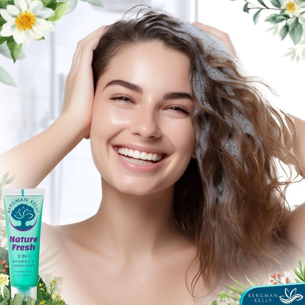 BERGMAN KELLY Travel Size Shampoo & Conditioner 2 in 1 (1 Fl Oz, 100 PK, Tropical Waterfall), Delight Your Guests with Invigorating and Refreshing Shampoo Amenities, Small Hotel Toiletries in Bulk - Image 5