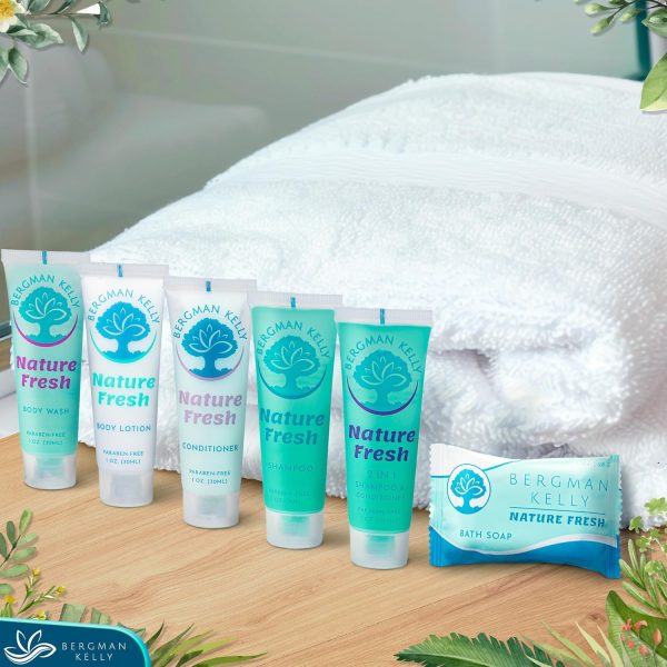 BERGMAN KELLY Travel Size Shampoo & Conditioner 2 in 1 (1 Fl Oz, 100 PK, Tropical Waterfall), Delight Your Guests with Invigorating and Refreshing Shampoo Amenities, Small Hotel Toiletries in Bulk - Image 6