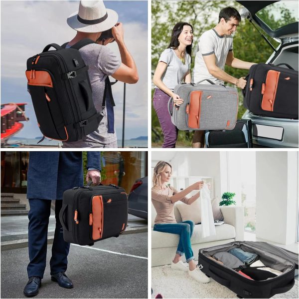Carry on Travel Backpacks, Extra Large 40L Flight Approved for Men & Women,Expandable Suitcase With 4 Packing Cubes,Water Resistant Luggage Daypack Business Weekender Bag,Black - Image 7