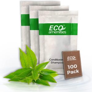 ECO Sachet Individually Wrapped Toiletries, Travel Size Bulk Shampoo and Conditioner 2in1 10ml (100 pk) Mini Hotel Toiletries Conditioning Shampoo 2in1 | Travel size Toiletries