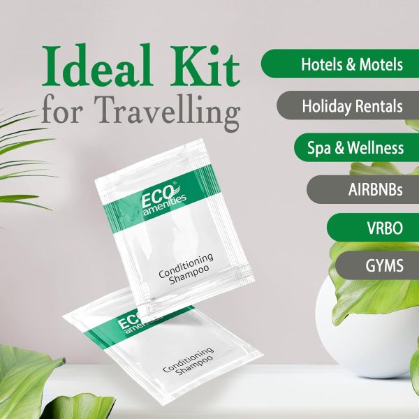 ECO Sachet Individually Wrapped Toiletries, Travel Size Bulk Shampoo and Conditioner 2in1 10ml (100 pk) Mini Hotel Toiletries Conditioning Shampoo 2in1 | Travel size Toiletries - Image 2