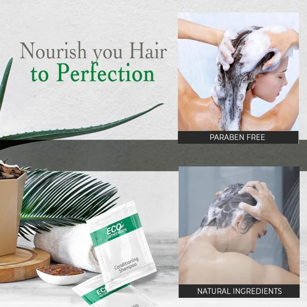 ECO Sachet Individually Wrapped Toiletries, Travel Size Bulk Shampoo and Conditioner 2in1 10ml (100 pk) Mini Hotel Toiletries Conditioning Shampoo 2in1 | Travel size Toiletries - Image 4