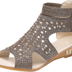 Ladies Toe Open Sandals Zipper Shoes Size Breathable Fish Mouth Heel Wedge Large Women's high heels Supportive Sandals for Women Wide Width