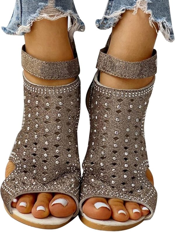 Ladies Toe Open Sandals Zipper Shoes Size Breathable Fish Mouth Heel Wedge Large Women's high heels Supportive Sandals for Women Wide Width - Image 2