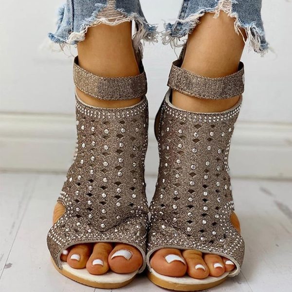 Ladies Toe Open Sandals Zipper Shoes Size Breathable Fish Mouth Heel Wedge Large Women's high heels Supportive Sandals for Women Wide Width - Image 4