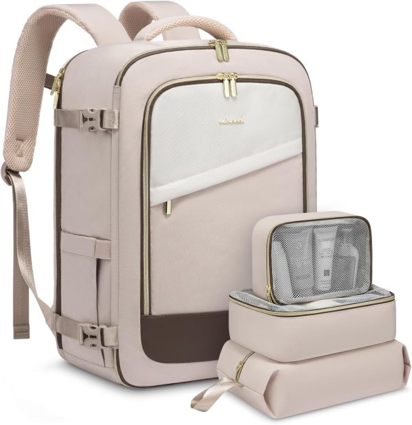 Travel Backpack for Women, 40L Carry On Backpack for Airplanes, Personal Item Bag for Airlines Fits 17 inch Laptop, TSA Approved Luggage with 3 Packing Cubes,Waterproof Weekender Gym Backpack