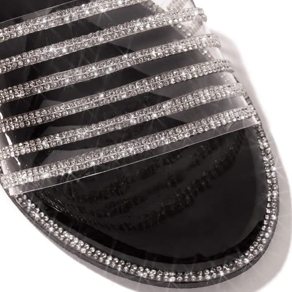 Women Ankle Strap Rhinestone Glitter Low Wedge Sandals Beach Summer Casual Comfort Flats Flatform Flip Flop Shoe - Image 4
