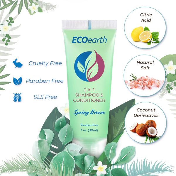 Travel Size Shampoo Conditioner 2-in-1 (1 fl oz, 100 PK, Spring Breeze) Delight Your Guests w/Revitalizing & Refreshing Conditioning Shampoo Amenities, Small Size Hotel Toiletries in Bulk - Image 2