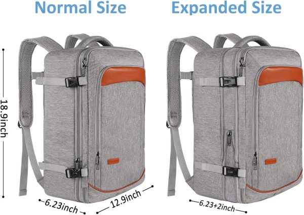 Carry on Backpack, Extra Large 40L Airline Approved Travel Backpacks with 3 Packing Cubes for Women Men, Water Resistant Expandable Overnight Luggage Daypack Business Weekender Bag, Grey - Image 3