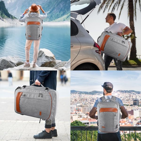 Carry on Backpack, Extra Large 40L Airline Approved Travel Backpacks with 3 Packing Cubes for Women Men, Water Resistant Expandable Overnight Luggage Daypack Business Weekender Bag, Grey - Image 8