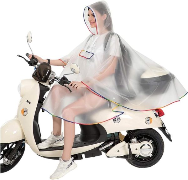 Women Clear Rain Poncho EVA Plastic Transparent Rain Poncho Rain Cape for Hiking Biking - Image 4