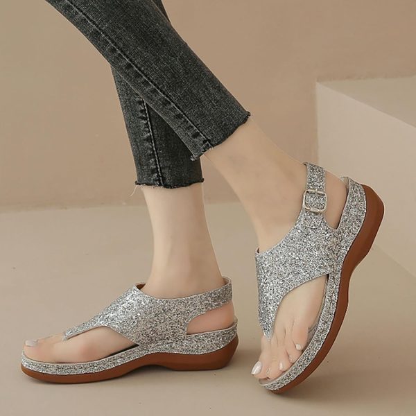 Women'S Beach Sandals Hollow Casual Slippers Flat Shoes Retro Sandals Women'S Rhinestone Sandals for Women Wedding - Image 2