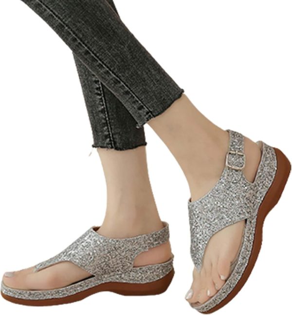Women'S Beach Sandals Hollow Casual Slippers Flat Shoes Retro Sandals Women'S Rhinestone Sandals for Women Wedding - Image 3
