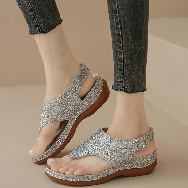 Women'S Beach Sandals Hollow Casual Slippers Flat Shoes Retro Sandals Women'S Rhinestone Sandals for Women Wedding - Image 4